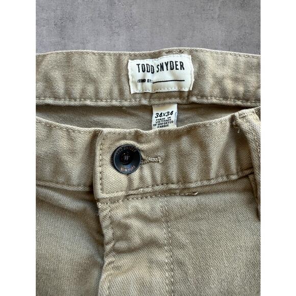 Todd Snyder Stretch 5-Pocket Chino Pants Mens 34x34 Tan Casual Slim Fit - Picture 3 of 14